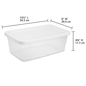 (Set da 2) Set di (10) contenitori da 6 litri, contenitore in plastica trasparente con coperchio a scatto, bianco - Product Image 2