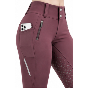 Pantalones de equitación para mujer, de cintura alta, estampados, con forro completo, de spandex/poliéster, elásticos, de secado rápido y de alto rendimiento. - Product Image 3