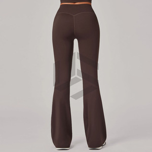 Custom logo EU Size Women's Yoga Gym <b>Flared</b> Pants High-Waisted Scrunched Butt Fitness <b>Leggings</b> Quick Dry Trousers - Product Image 3