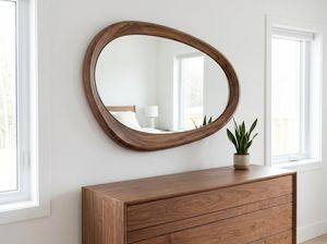 Natural Wood Handmade Eco-Friendly Modern Round Wall Mirror Home Accent - Product Image 4