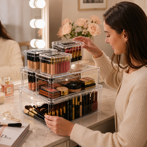 Clear Acrylic Style Makeup Organizer Bins for Beauty Products, Skincare Essentials & <b>Vanity</b> Organization - Product Image 4