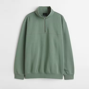 High Quality Fleece Cotton Quarter <b>Zip</b> Pullover Sweatshirts <b>Men</b> Hoodie Custom logo Heavyweight Cotton <b>Half</b> <b>Zip</b> <b>Jumper</b> <b>Men</b> - Product Image 3