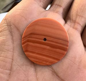 Red Jasper Flat Cut Watch Dial 28.5 mm One Sided Polished <b>Face</b> 1mm Thick 2mm Center Hole a K Gems GMC-1060W - Product Image 4
