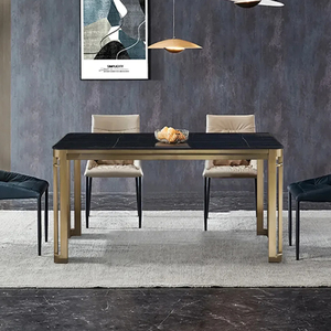 Rectanglur Dining Tables With <b>Marble</b> <b>Top</b> Luxury Dining Table 6 Seater Metal Dining Table With White <b>Marble</b> <b>Top</b> - Product Image 3