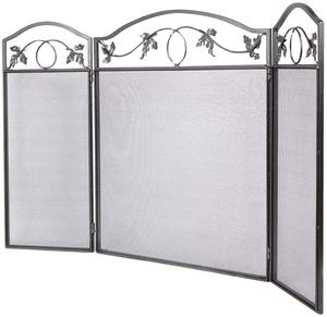 Écran de protection contre le feu en fil de fer métallique noir fini artisanal, petit panneau unique, décoration d'intérieur - Product Image 1