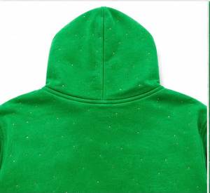 Sweat à capuche personnalisé coupe droite style boxy délavé à l'acide avec broderie, patchs et strass effet usé, design streetwear 100% coton - Product Image 6