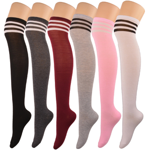 Wholesale Breathable <b>Polyester</b> Over the Knee Thigh High Long Tube Stockings Striped Colorful <b>Sock</b> - Product Image 6