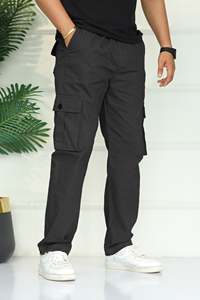 Pantalon cargo pour homme, taille élastique, séchage rapide, coupe ample, couleur unie, vêtements décontractés d'extérieur avec poches, toutes saisons - Product Image 1