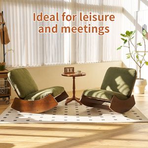 Sedia a Dondolo di Alta Qualità con Telaio in Legno Massello e Rivestimento Imbottito per Diverse Ambientazioni, Ideale per il Soggiorno - Product Image 2