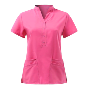 ชุดยูนิฟอร์มพยาบาลแขนสั้นผ้าฝ้าย 100% คุณภาพสูงสำหรับผู้หญิง ขายส่ง เสื้อสครับแพทย์ ตรวจหาเข็ม - Product Image 1