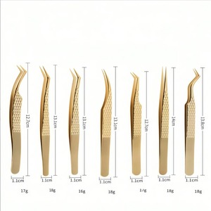 Pinzas de Precisión Doradas con Patrón de Red para Extensión de Cejas, Rectas, de Acero Inoxidable, Profesionales, para Belleza, Pestañas y Cejas - Product Image 6