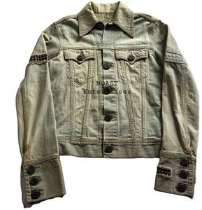 Veste en jean vintage personnalisée pour l'hiver, style formel et streetwear décontracté, avec broderie imprimée patchwork et décoration boutonnée - Product Image 1