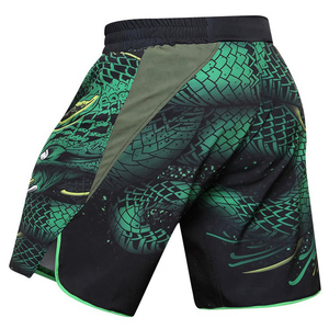 Shorts de boxe MMA unisexes, rayures latérales vertes, taille haute, coupe élastique, pour l'entraînement, le sparring, le kickboxing, vêtements de sport - Product Image 4