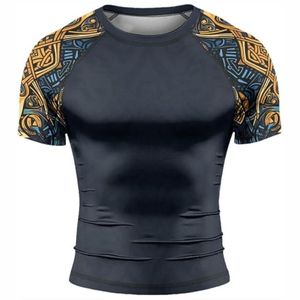 เสื้อรัดกล้ามเนื้อ MMA ระบายอากาศได้ดี สั่งทำได้ตามต้องการ สำหรับการต่อสู้ ผลิตจากผ้าสแปนเด็กซ์/โพลีเอสเตอร์ แขนสั้น สำหรับผู้ชาย ขายส่ง - Product Image 1