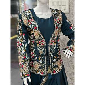 ชุดคลุมคางแฟชั่นพร้อมเสื้อแจ็กเก็ตใส่ทำงานปักลายสีเขียวเข้ม - Product Image 4