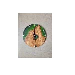 Horloge murale contemporaine en résine époxy et bois, idéale pour offrir en cadeau, décoration intérieure, artisanale, personnalisée, de qualité supérieure, pour restaurant, hôtel - Product Image 1