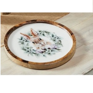 Bol en bois d'acacia haut de gamme pour fruits et salades, finition royale, intérieur émaillé imprimé, idéal pour hôtels et restaurants - Product Image 3