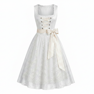 Customized Breathable Casual Dirndl <b>Dress</b> Women New <b>Oktoberfest</b> German Embroidery Plain Dyed Knee-Length Half Sleeve Dirndl - Product Image 1