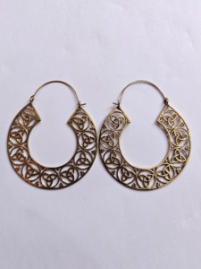 Boucles d'oreilles créoles en filigrane doré, motif nœud celtique, style bohème vintage, bijoux pendantes pour femme - Product Image 5