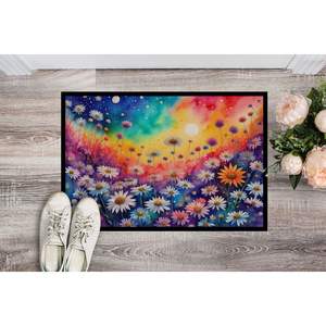 Asters en couleur Paillasson antidérapant lavable à poils bas 24H X 36W Tapis d'entrée intérieur et extérieur Tapis de porte d'entrée - Product Image 2