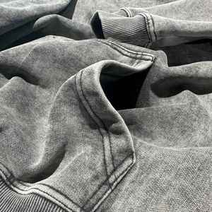 High Quality Heavyweight Vintage Acid Wash <b>Men's</b> Hoodies 100% Cotton French Terry Custom Design Embroidered Causal <b>Men</b> <b>Pullover</b> - Product Image 4