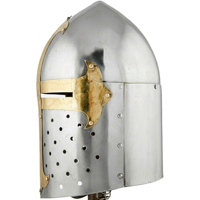 Casco Medieval de Alta Calidad Hecho a Mano, Casco de Acero Suave de Tamaño Completo para Caballero Cruzado, para Cosplay y Reenactment