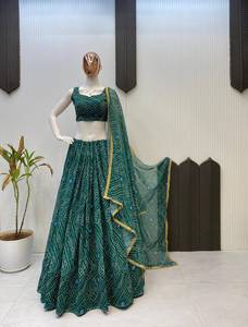 Top Selling Georgette Lehenga Choli with Digital Print and Heavy Lace Work for <b>Women</b>’s Wedding and Festive <b>Wear</b> Bulk Quantity - Product Image 6