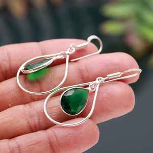 Boucles d'oreilles en diopside vert, argent sterling 925, pierre précieuse naturelle, bijoux faits à la main pour femmes, vente en gros - Product Image 4