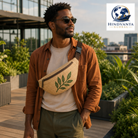 Sac banane unisexe HINDVANTA en jute écologique, sac de taille zippé en forme de baril, pochette de ceinture multi-capacités, bandoulière durable