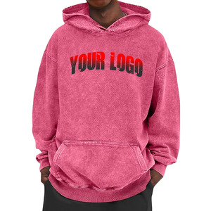 Sweat à capuche personnalisé vintage délavé à l'acide pour homme, coupe oversize, style streetwear, effet peinture éclaboussée, en coton épais - Product Image 1