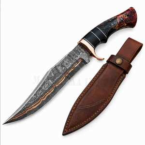 Couteau Bowie à lame fixe de chasse en damas cuivré avec garde-couteau en cuivre, directement du fabricant - Product Image 1