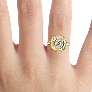 OM GEMS 14K Solid Gold 1.0 CT Round Cut Lab Diamond Halo <b>Ring</b> Fine Jewelry for Women Vintage Inspired Handmade <b>Indian</b> Jewelry - Product Image 6