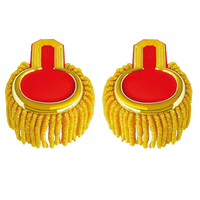 Papan Bordir Pangkat untuk Epaulet Bahu dengan Hiasan Kawat Bullion, Lencana Bundar Kuningan, Peniti Pengaman Sutra, dan Manik-Manik