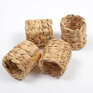 Handwoven Rattan Napkin Holder Set Boho Coastal Dining <b>Table</b> Accessories Eco Friendly Wicker Napkin Rings - Product Image 2