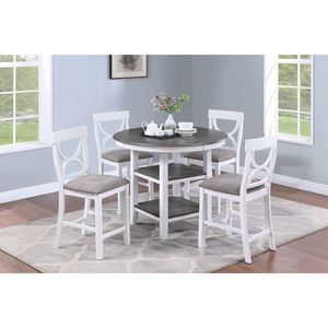 Set da Pranzo Bianco 5 Pezzi Design Unico Tavolo Alto con Ripiano Portaoggetti 4 Sedie con Schienale Imbottito - Stile Unico per Sala da Pranzo - Product Image 5