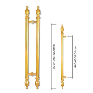 Manijas de Puerta de Diseño Moderno en Dorado, Acero Inoxidable, para Puertas Exteriores de Madera, para Hoteles y Villas - Product Image 3