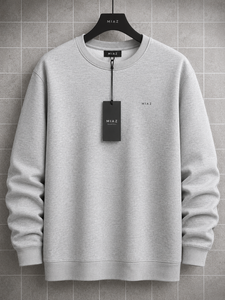 เสื้อสเวตเชิ้ตคอกลมผู้ชาย MIAZ ทรงปกติ สีดำล้วน สวมใส่สบาย สไตล์ลำลอง เหมาะสำหรับฤดูหนาว แห้งเร็ว ไม่หดตัว - Product Image 6