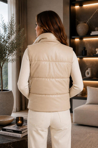 Chaleco acolchado de streetwear personalizado para mujer, sin mangas, con cremallera, estilo burbuja - Product Image 2