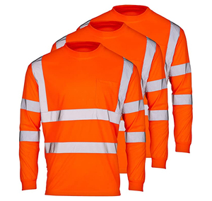 เสื้อเชิ้ตนิรภัยแขนยาว Class 3 ผ้าโพลีเอสเตอร์คอตตอนแบบ OEM/ODM พร้อมแถบสะท้อนแสง เสื้อยืดนิรภัยแขนยาวสำหรับทำงาน - Product Image 1
