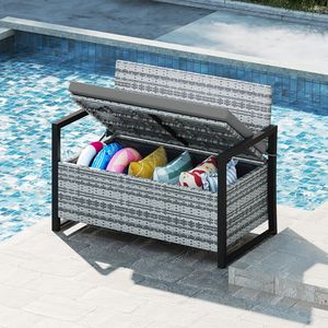 Panca da Esterno con Contenitore Integrato in Vimini, Divanetto per Patio - Product Image 3
