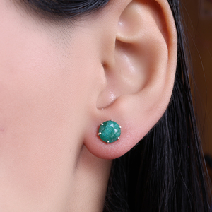Beautiful Shiny Emerald <b>Stud</b> <b>Earrings</b> 925 <b>Sterling</b> <b>Silver</b> Gemstone <b>Earrings</b> for Women and Girls Wear in Wedding Party's - Product Image 3