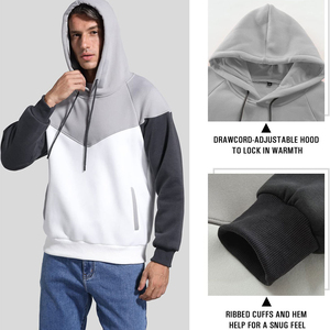 Sweat-shirt à capuche pour homme BRG, manches raglan, coupe classique, style décontracté, automne, blanc, noir, gris, polyester, sweats à capuche pour homme - Product Image 4