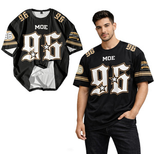 เสื้อเจอร์ซีย์อเมริกันฟุตบอลทรงโอเวอร์ไซส์ลายกราฟิกพิมพ์ลายสไตล์สตรีทแวร์ปี 2026 ทรงบ็อกซี่ ผ้าตาข่าย เสื้อครอปทีเชิ้ตแนวฮิปฮอป - Product Image 1
