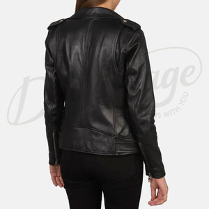 Womens Classic Black <b>Leather</b> Biker <b>Jacket</b> Genuine Sheepskin Moto Coat Custom Slim Fit Belted Rider <b>Jacket</b> De Vintage - Product Image 5