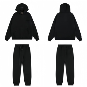 Ensemble sweat-shirt et pantalon de survêtement en coton unisexe pour hommes et femmes, streetwear décontracté avec logo ESS, tenue confortable en 2 pièces - Product Image 4