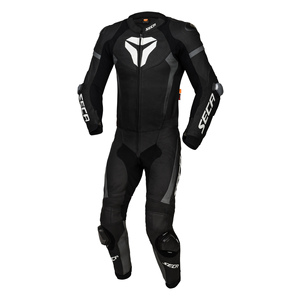 Combinaison de moto en cuir personnalisée pour homme, grande taille, longue, 2 pièces, noire et rouge, imperméable, respirante, fermeture éclair, col rond - Product Image 4
