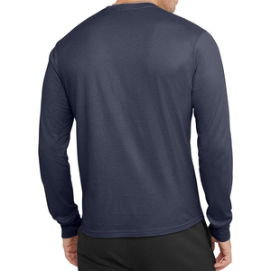 T-shirt tricoté personnalisé pour homme, coupe ample, manches longues, 100 % coton, col rond, couleur unie, écologique, anti-plis, 280 g/m², haute qualité - Product Image 6