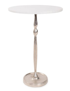 Table d'appoint moderne en métal, table basse ronde, finition argentée, table d'appoint pour salon, chambre à coucher, couloir - Product Image 1