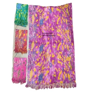 Printed Pareo Sarongs Batik Styles Beach Hand Printed Pareo Sarong From India Rayon Printed Beach Sarongs Wholesale - Product Image 1