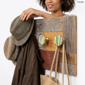 Boutons de meuble ronds en laiton avec motif rayé coloré, modernes et écologiques, pour poignées de meubles de cuisine et de salon - Product Image 4